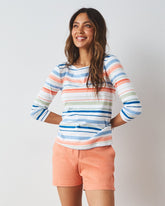 Ashby Isles Nautical Stripe 3/4-Sleeve T-Shirt - Bright Peach