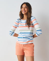 Ashby Isles Nautical Stripe 3/4-Sleeve T-Shirt - Bright Peach