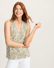 Kauai Coastal Zebra V-Neck Tank Top - Sea Clay