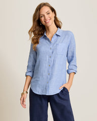 Coastalina Linen Relaxed Shirt - French Blue