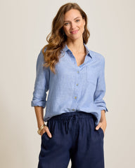 Coastalina Linen Relaxed Shirt - French Blue
