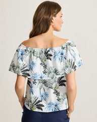 Palisade Palms Off-the-Shoulder Poplin Top - White