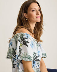 Palisade Palms Off-the-Shoulder Poplin Top - White