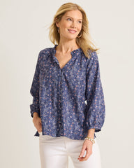 Blue Sea Flora Blouse - Coastline