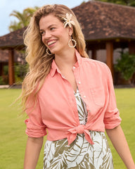 Washed Voile Classic Long-Sleeve Top - Light Salmon