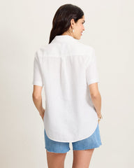 Coastalina Linen Camp Shirt - White