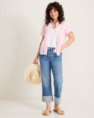 Beach Breeze Linen-Blend Camp Shirt - Light Salmon