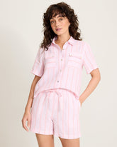 Beach Breeze Linen-Blend Camp Shirt - Light Salmon