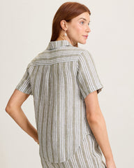 Beach Breeze Linen-Blend Camp Shirt - Sea Clay