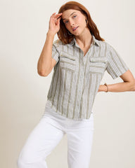 Beach Breeze Linen-Blend Camp Shirt - Sea Clay