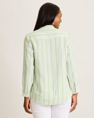 Beach Breeze Popover Linen-Blend Blouse - Extra Light Margarita