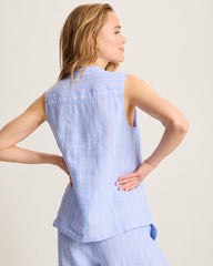 Coastalina Linen Sea Salt Bay Sleeveless Popover Top - Grape Pools