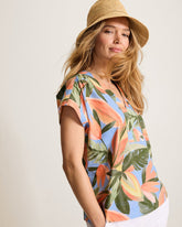 Beach Bloom Poplin Popover Top - Grape Pools