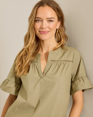 Oceana Isle Flutter-Sleeve Top - Sea Clay