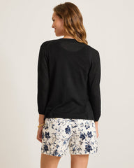 Addison Linen-Blend Cardigan - Black
