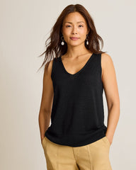 Addison Sleeveless Linen-Blend Sweater - Black