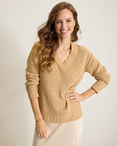 Malibu Chenille V-Neck Sweater - Golden Honey