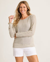 Cedar Linen Long-Sleeve Bateau-Neck Sweater - Natural
