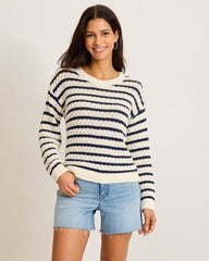 Pebblestone Bay Stripe Crew Sweater - Coconut
