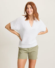 Harbor Pebble French-Sleeve Sweater - White
