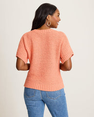 Harbor Pebble French-Sleeve Sweater - Peach Gelato