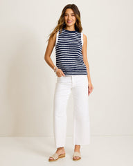 Harbor Pebble Stripe Cotton-Blend Sweater Tank - Coastline
