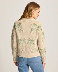 Palm Banks Jacquard Cardigan - Light Golden Honey Hthr