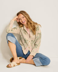 Palm Banks Jacquard Cardigan - Light Golden Honey Hthr