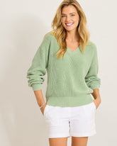 Salt & Sea Wash Wave V-Neck Sweater - Extra Light Margarita