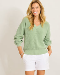 Salt & Sea Wash Wave V-Neck Sweater - Extra Light Margarita