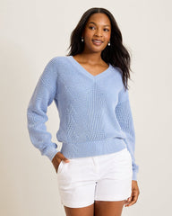 Salt & Sea Wash Wave V-Neck Sweater - Grape Pools