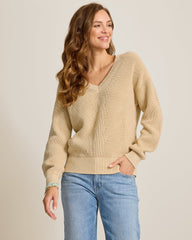 Salt & Sea Wash Wave V-Neck Sweater - Crouton