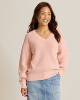 Salt & Sea Wash Wave V-Neck Sweater - Light Salmon