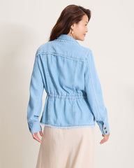 Chambray O'Lei Linen-Blend Utility Jacket - Light Indigo Wash