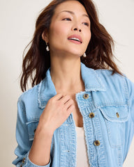 Chambray O'Lei Linen-Blend Utility Jacket - Light Indigo Wash