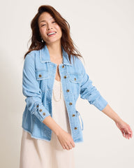 Chambray O'Lei Linen-Blend Utility Jacket - Light Indigo Wash