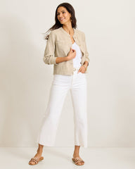 Two Palms Patch Pocket Raw-Edge Linen Jacket - Natural