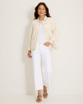 Ecru Sands Embroidered Denim Chore Jacket - Ecru Sand