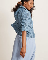 Two Palms Raw-Edge Jacquard Linen-Blend Jacket - Coastline