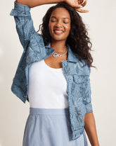 Two Palms Raw-Edge Jacquard Linen-Blend Jacket - Coastline