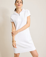 Tobago Bay Half-Zip Collared Dress - White