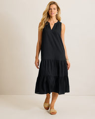 Palm Shores Linen-Blend Sundress - Black