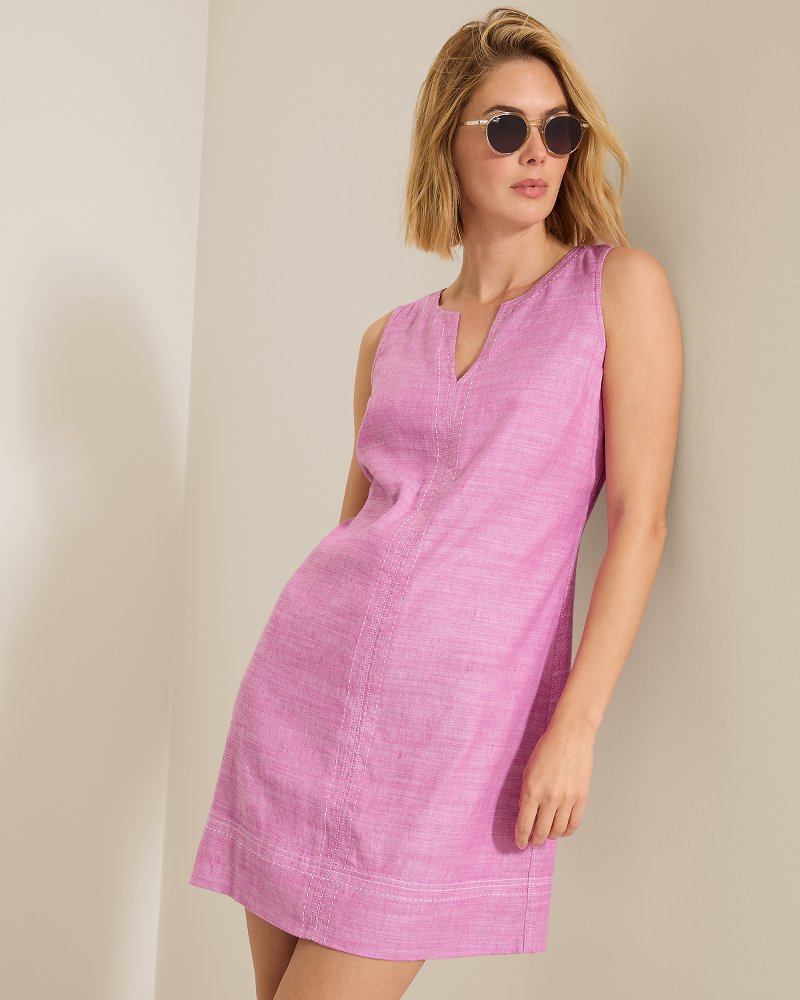 Palm-A-Dora Split-Neck Sheath Dress - Very Berry