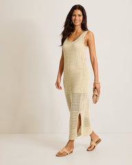 Cotton Crochet Midi Dress - Bleached Sand