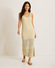 Cotton Crochet Midi Dress - Bleached Sand