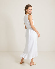 Coastalina Linen Midi Wrap Dress - White