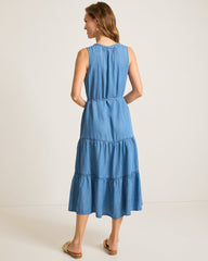 Chambray O'Lei Linen-Blend Sundress - Med Indigo Wash