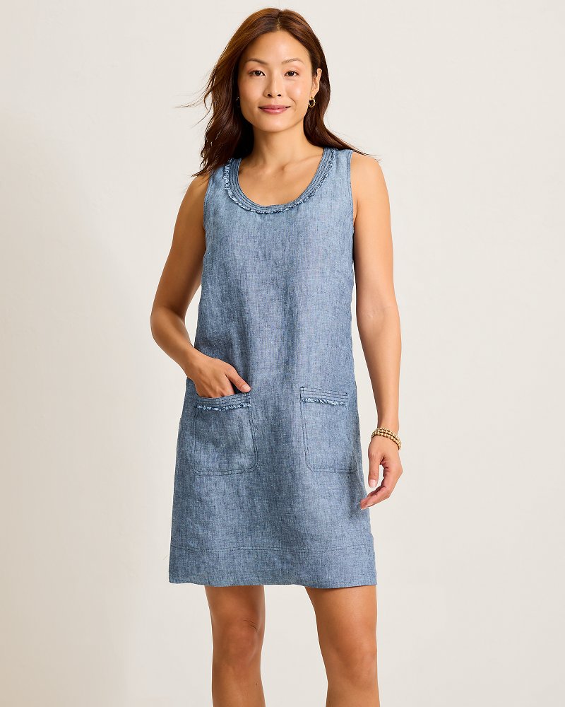 Two Palms Patch Pocket Linen Dress - Coastline
