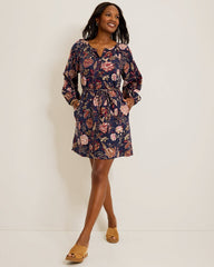Exquisite Bloom Linen-Blend Shirt Dress - Coastline