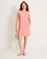 Two Palms Trapunto Stitch Linen Shift Dress - Ember Red
